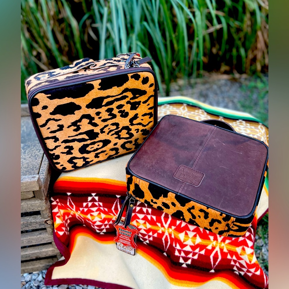 Leopard Cowhide Jewelry Travel Bag